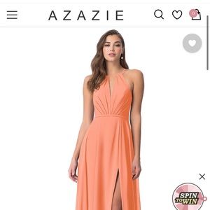 Azazie Orange Halter Maxi Dress